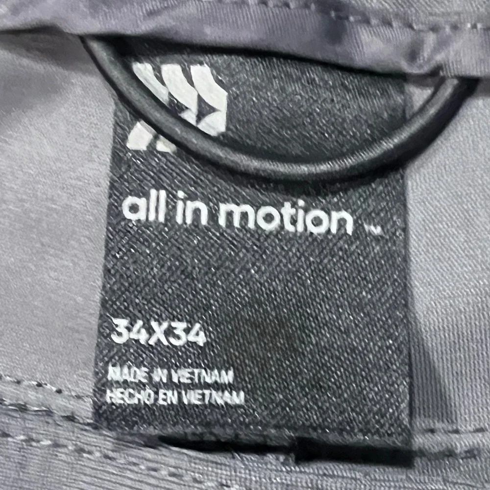 All in Motion Men Golf Pants Gray Flat Front Stretch‎ Performance 34x34 NWT